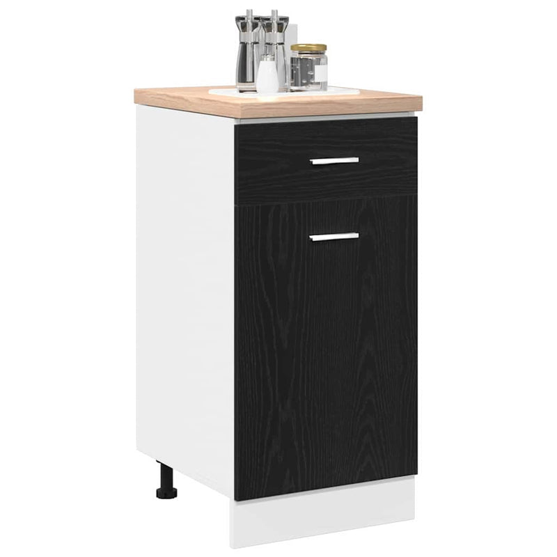 vidaXL Drawer Bottom Cabinet Riga Black oak 40 x 46 x 81,5 cm
