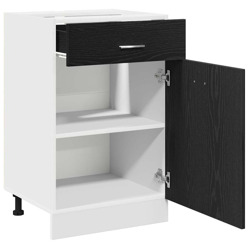 vidaXL Drawer Cabinet Riga Black oak 50 x 46 x 81,5 cm Engineered Wood