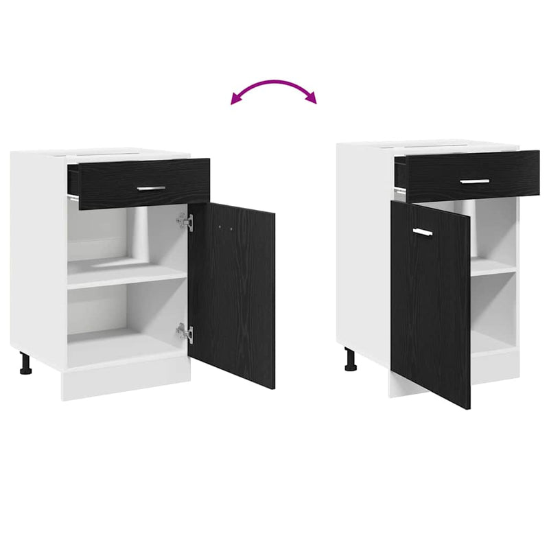 vidaXL Drawer Cabinet Riga Black oak 50 x 46 x 81,5 cm Engineered Wood
