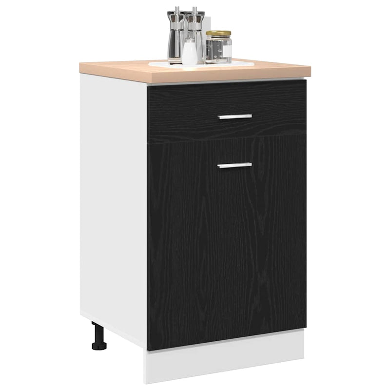 vidaXL Drawer Cabinet Riga Black oak 50 x 46 x 81,5 cm Engineered Wood