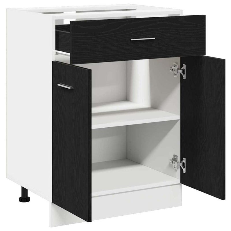 vidaXL Hanging Cabinet with Drawer Riga Black Oak 60 x 46 x 81,5 cm