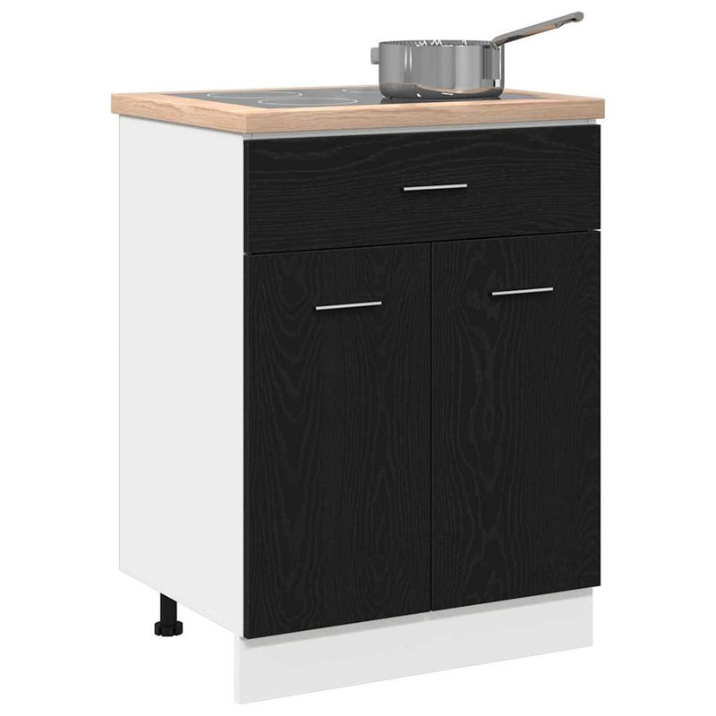 vidaXL Hanging Cabinet with Drawer Riga Black Oak 60 x 46 x 81,5 cm