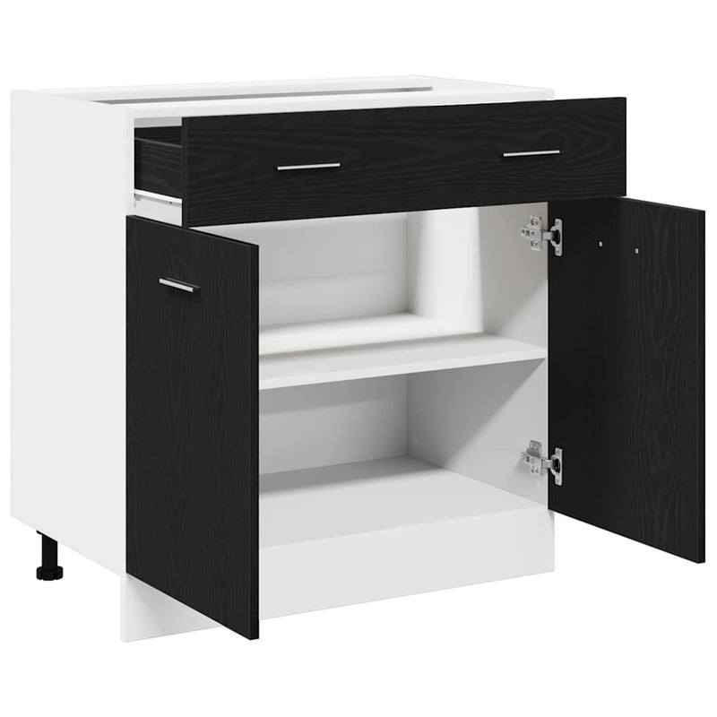 vidaXL Hanging Cabinet with Drawer Riga Black Oak 80 x 31 x 81.5 cm