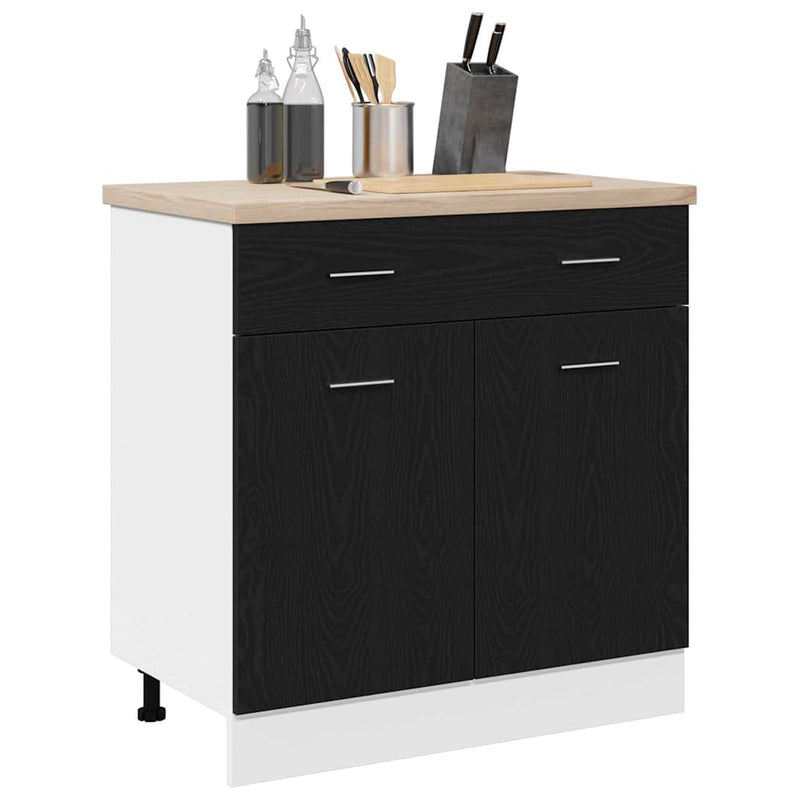 vidaXL Hanging Cabinet with Drawer Riga Black Oak 80 x 31 x 81.5 cm