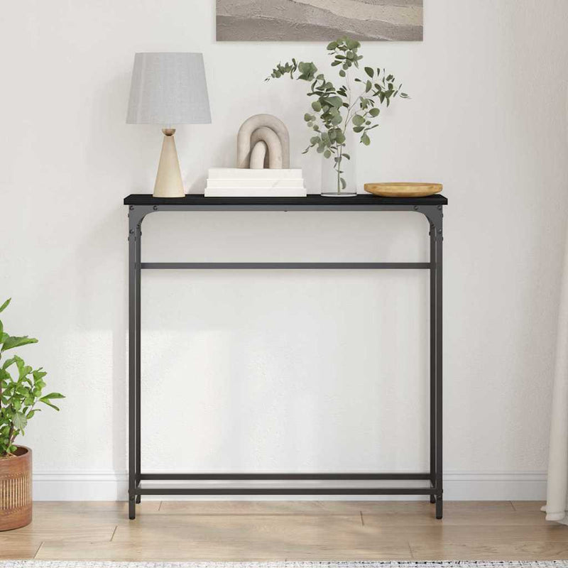 vidaXL Console Table with Shelf Black oak 75 x 19.5 x 75 cm