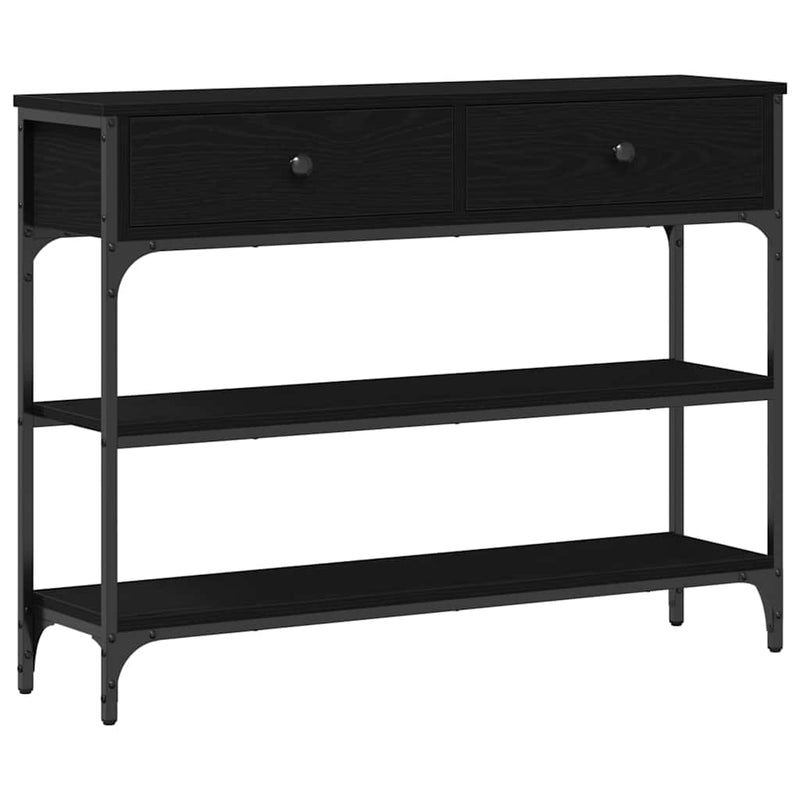 vidaXL Console Table with Drawer with Shelf Black oak 100 x 25 x 75 cm