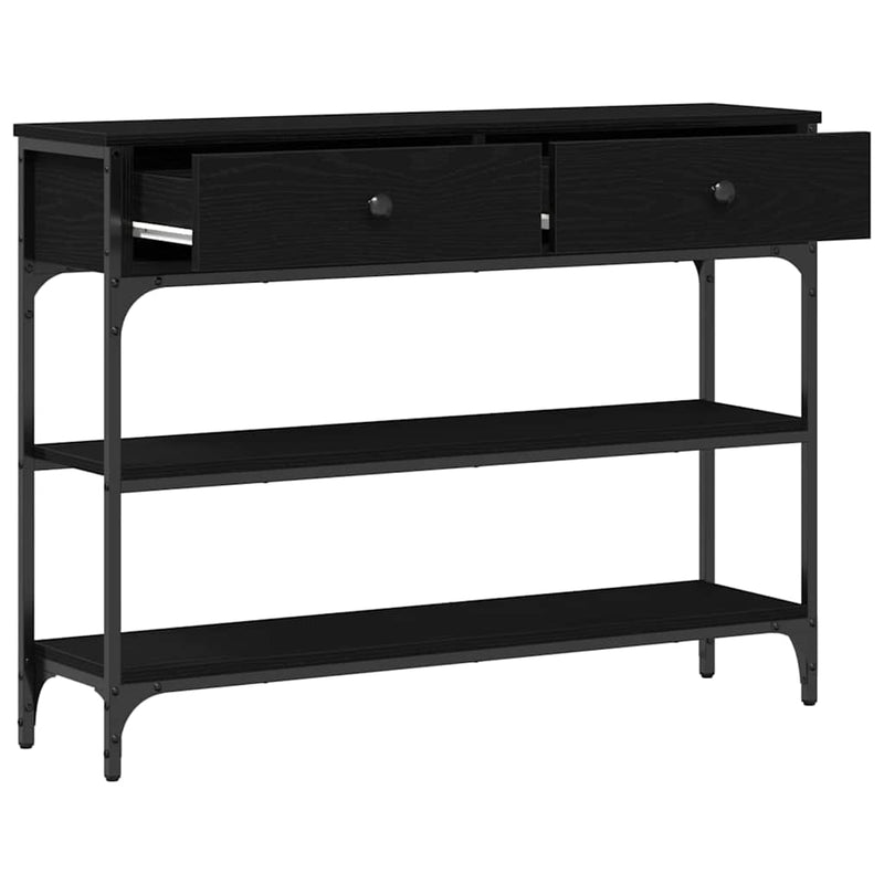 vidaXL Console Table with Drawer with Shelf Black oak 100 x 25 x 75 cm