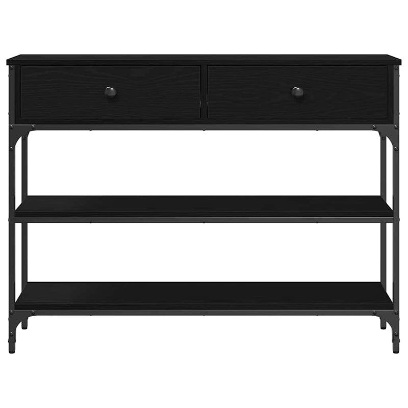 vidaXL Console Table with Drawer with Shelf Black oak 100 x 25 x 75 cm