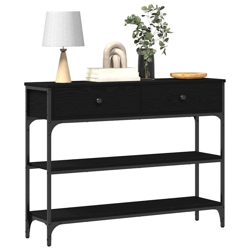 vidaXL Console Table with Drawer with Shelf Black oak 100 x 25 x 75 cm