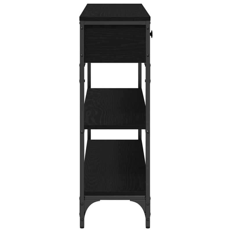 vidaXL Console Table with Drawer with Shelf Black oak 100 x 25 x 75 cm