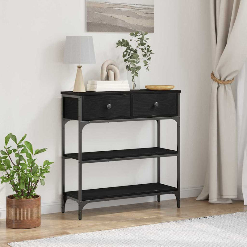 vidaXL Console Table with Drawer Black oak 72.5 x 25 x 75 cm