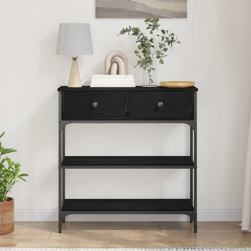 vidaXL Console Table with Drawer Black oak 72.5 x 25 x 75 cm