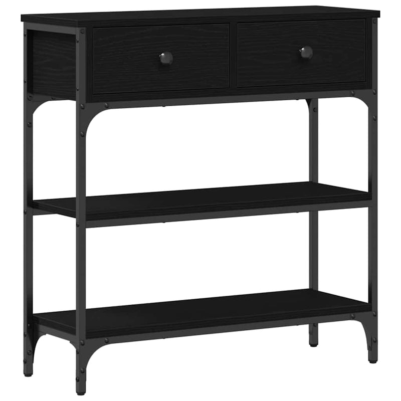 vidaXL Console Table with Drawer Black oak 72.5 x 25 x 75 cm