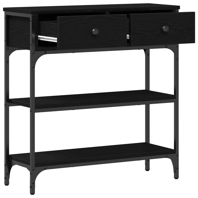 vidaXL Console Table Black Oak 72.5 x 25 x 75 cm Engineered Wood