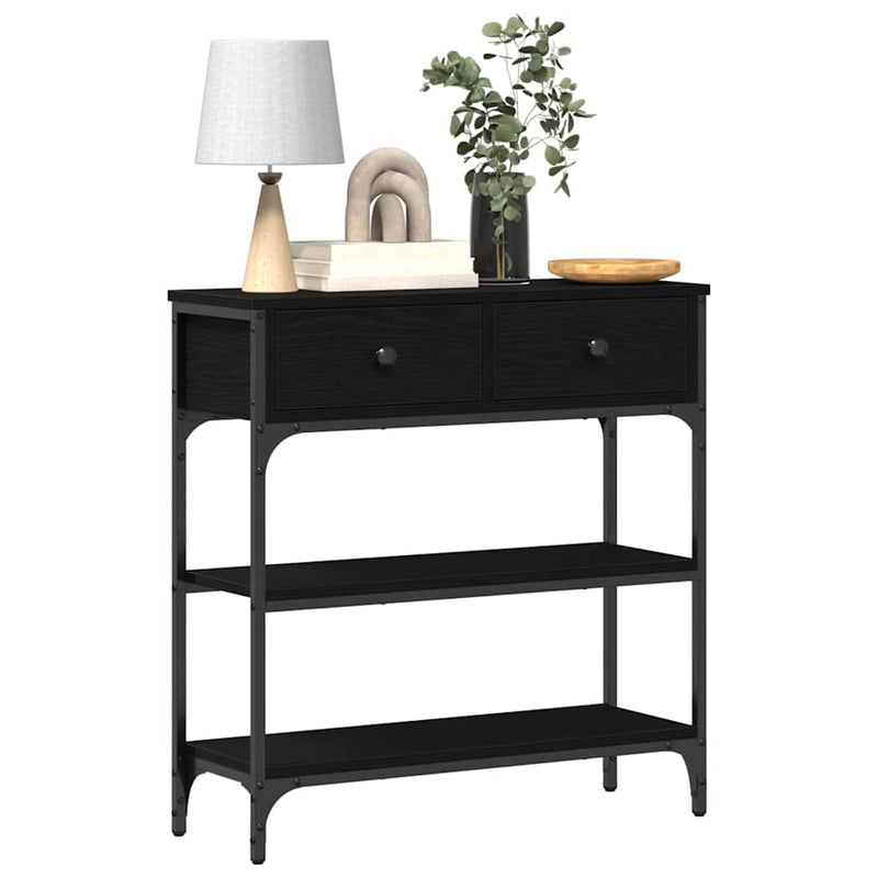vidaXL Console Table with Drawer Black oak 72.5 x 25 x 75 cm