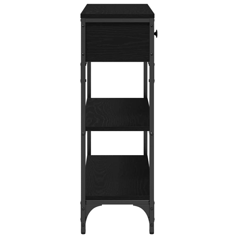 vidaXL Console Table with Drawer Black oak 72.5 x 25 x 75 cm