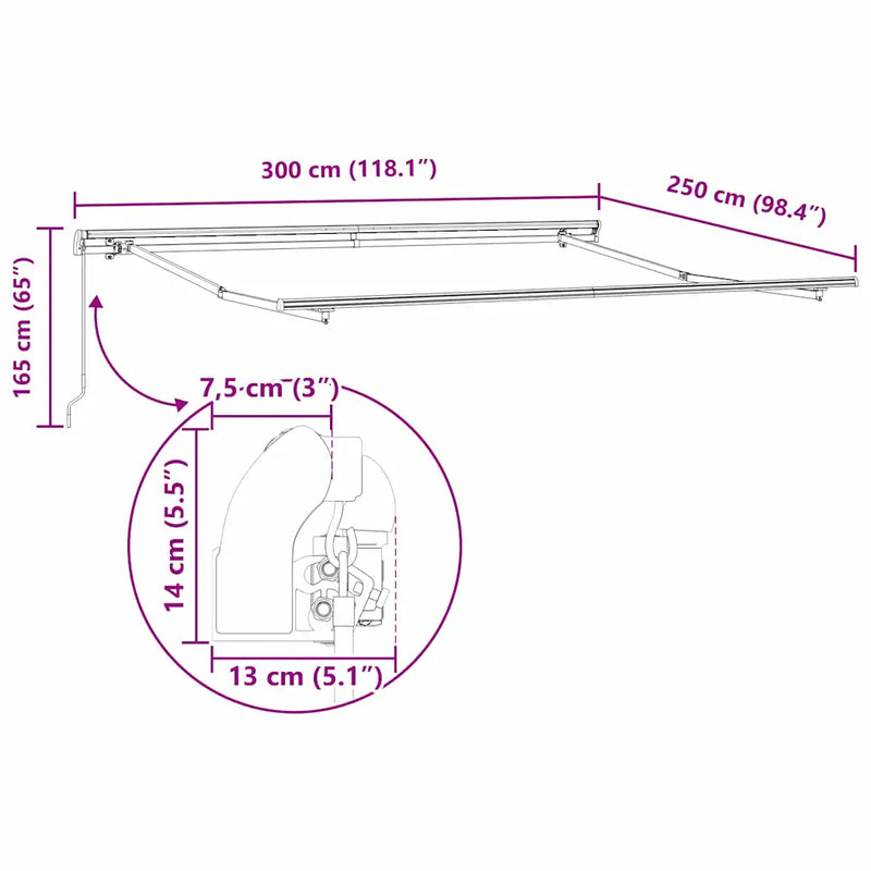 Retractable Awning Yellow and Orange 300 x 250 cm