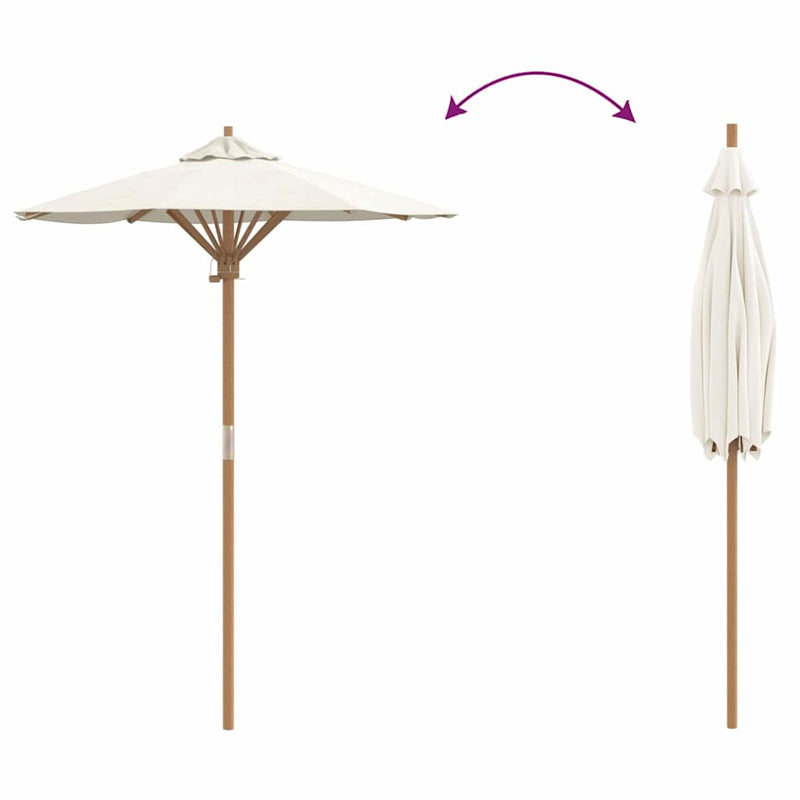 vidaXL Garden Parasol Cream White Ø 270 x 260 cm Bamboo
