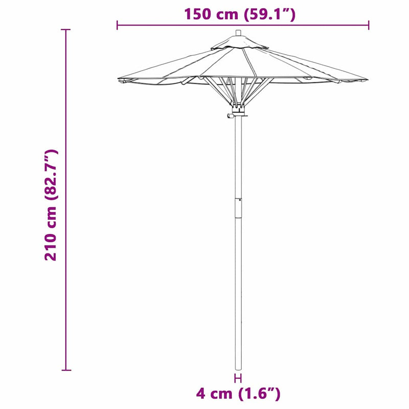 vidaXL Garden Parasol Cream White Ø 270 x 260 cm Bamboo