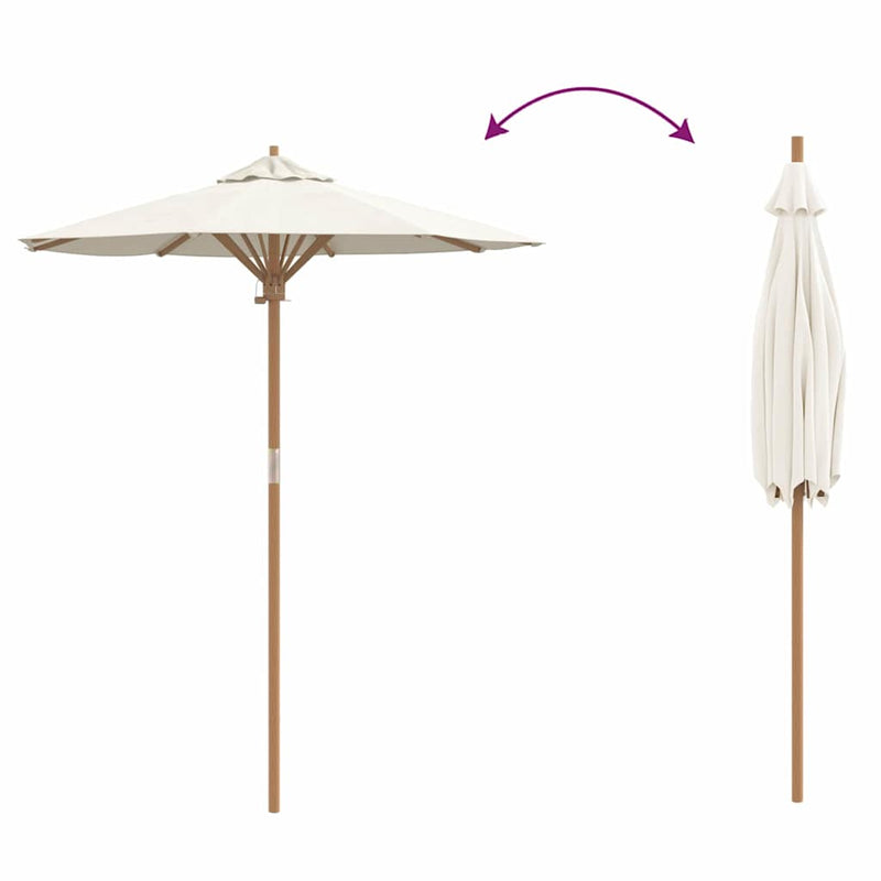 vidaXL Garden Parasol Cream White Ø 270 x 260 cm Bamboo