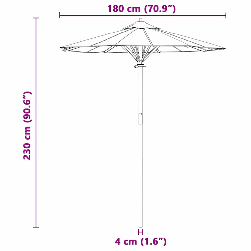 vidaXL Garden Parasol Cream White Ø 270 x 260 cm Bamboo