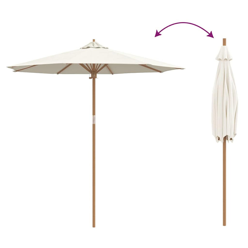 vidaXL Garden Parasol Cream White Ø 270 x 260 cm Bamboo