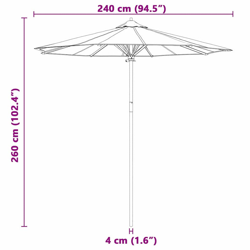 vidaXL Garden Parasol Cream White Ø 270 x 260 cm Bamboo