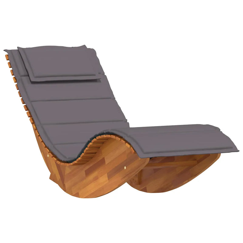 Sun Lounger with Cushion 2-person 2 pcs Brown Solid Acacia Wood