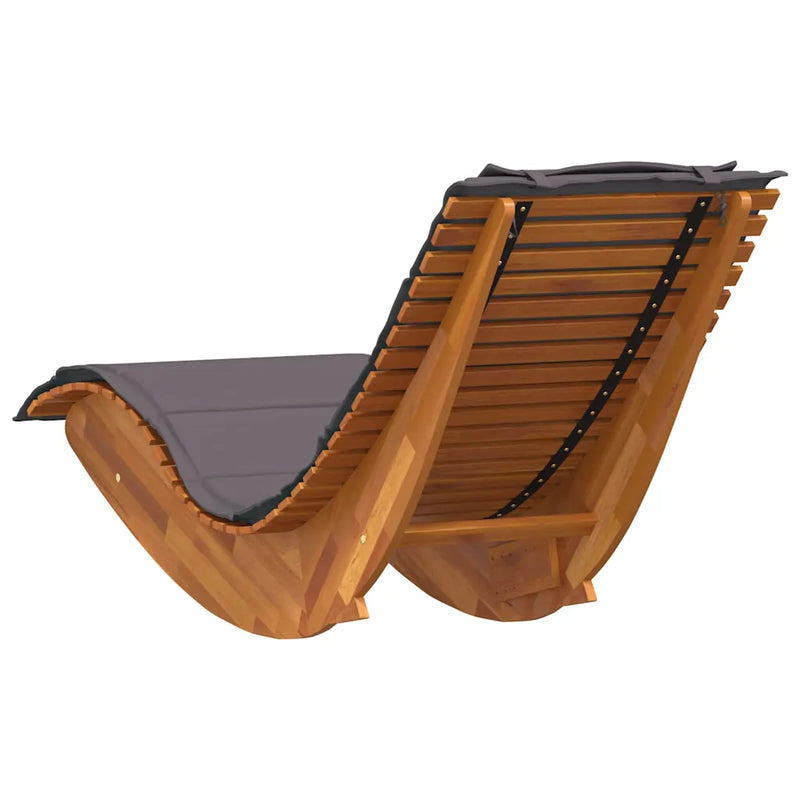 Sun Lounger with Cushion 2-person 2 pcs Brown Solid Acacia Wood