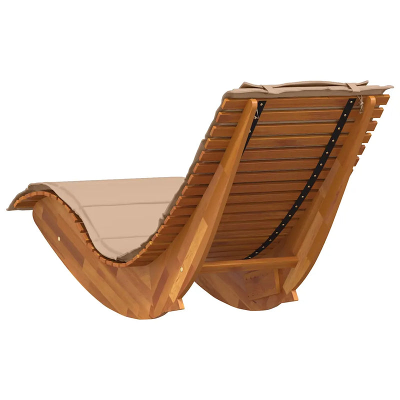 Sun Lounger with Cushion 2-person 2 pcs Brown Solid Acacia Wood
