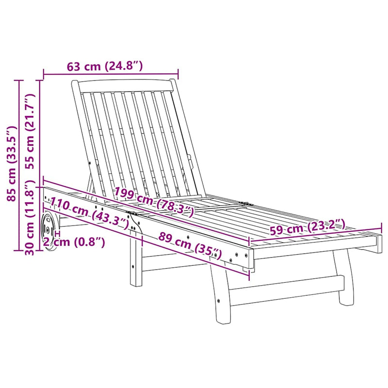 vidaXL Sun Loungers 2 pcs Solid Wood Acacia
