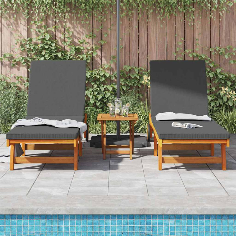 vidaXL Sun Lounger Reclining 2-person 2 pcs Brown Solid Acacia Wood