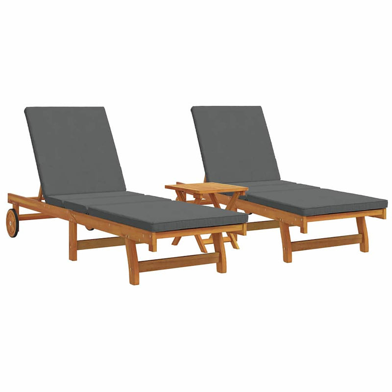 vidaXL Sun Lounger 3 pcs Brown 40 x 40 x 40cm Solid Acacia wood