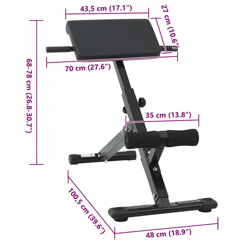 Hyperextension Bench Manual Black 100.5 x 70 x 78 cm