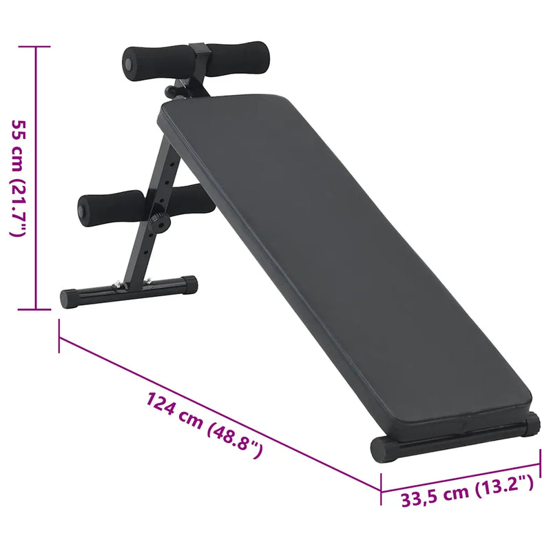 Sit Up Bench Black 124 x 33,5 x 55 cm Powder-Coated Steel