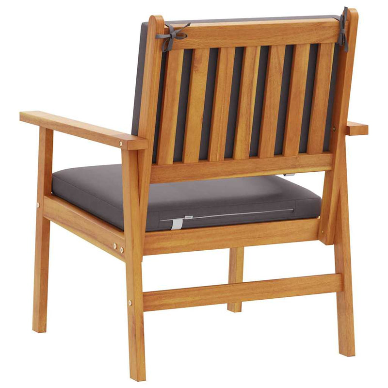 vidaXL Garden Chair with Cushion 2 pcs Brown Solid Acacia wood