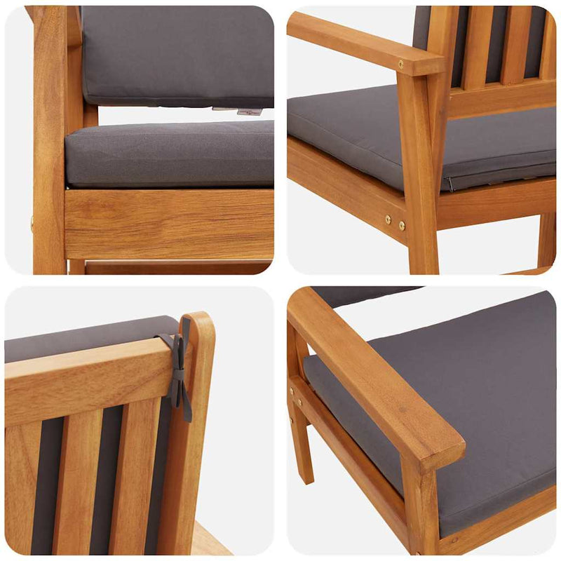 vidaXL Garden Bench with Cushion Anthracite Solid Acacia Wood