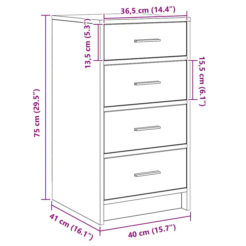 Sideboard with Drawer White 40 x 41 x 75 cm Engineered wood