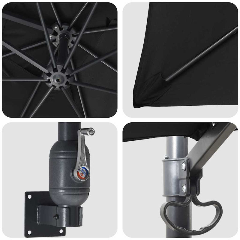 vidaXL Garden Parasol Black 248,5 x 247,5 x 160 cm Polyester and Steel