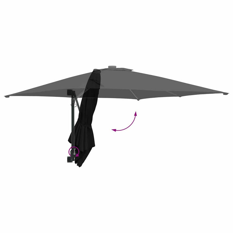 vidaXL Garden Parasol Black 248,5 x 247,5 x 160 cm Polyester and Steel