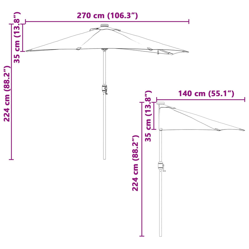 vidaXL Garden Parasol Sand 294 x 150 x 223 cm Fabric