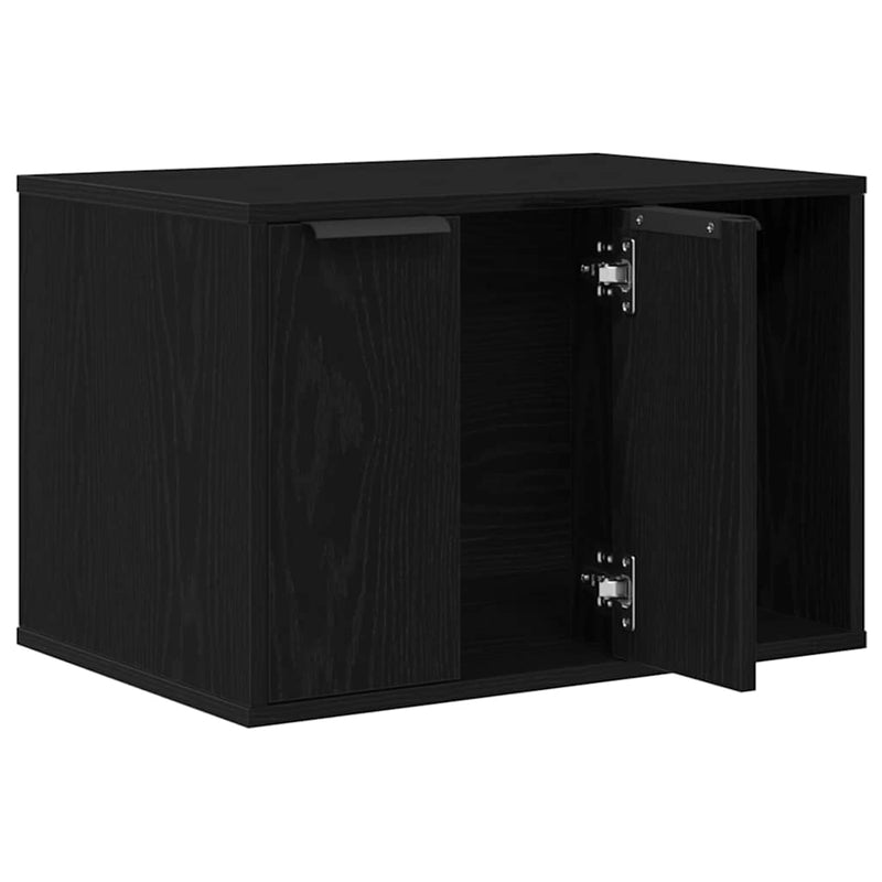 vidaXL Cat Litter Box Enclosure Black Oak 60x40x40 cm Engineered Wood