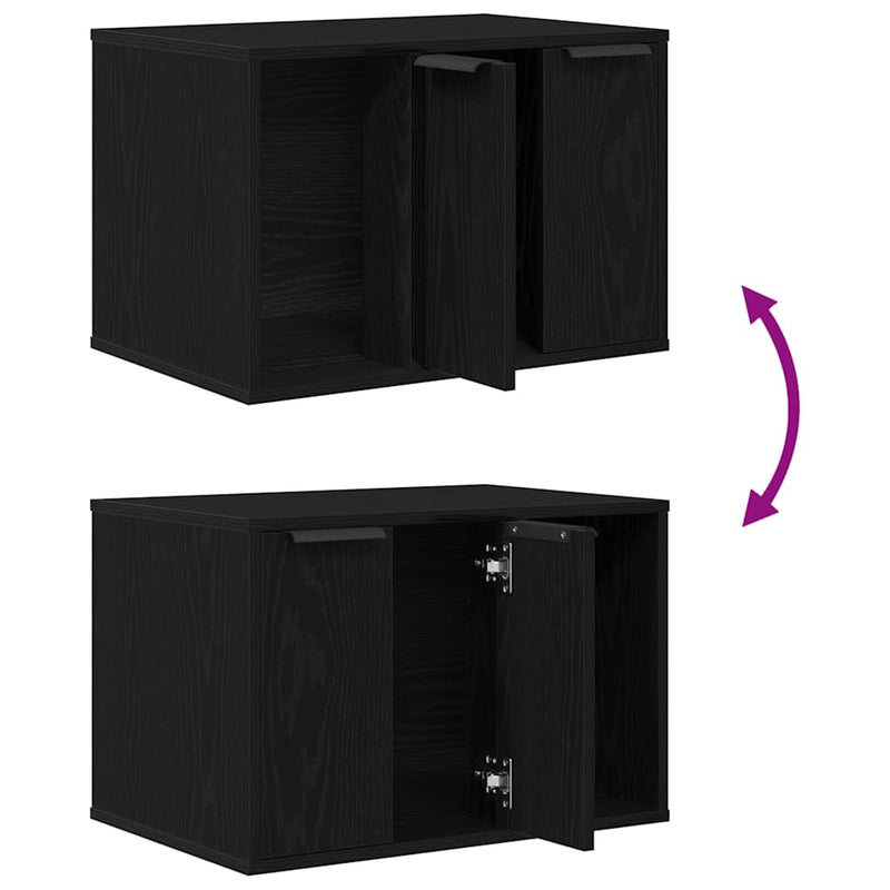 vidaXL Cat Litter Box Enclosure Black Oak 60x40x40 cm Engineered Wood