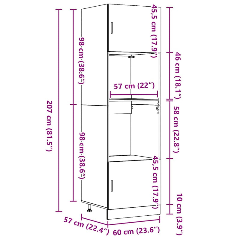 vidaXL Hanging Cabinet Black Oak 60 x 57 x 207 cm Engineered Wood