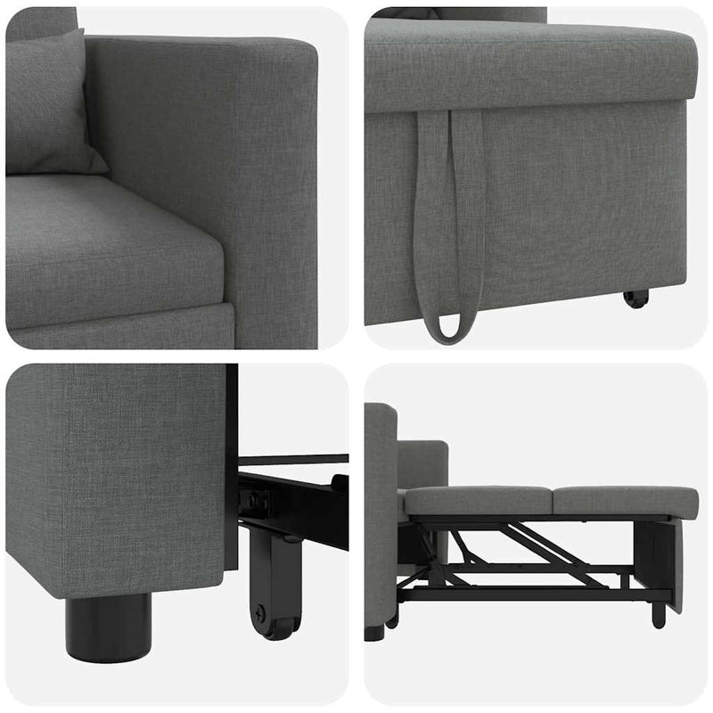 vidaXL Pull out Sofa Bed Single Dark grey 90 x 165 x 87 cm Fabric