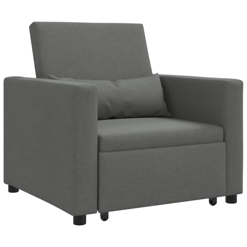 vidaXL Pull out Sofa Bed Single Dark grey 90 x 165 x 87 cm Fabric