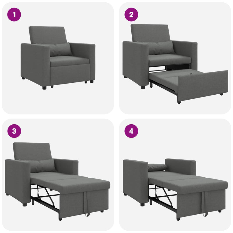 vidaXL Pull out Sofa Bed Single Dark grey 90 x 165 x 87 cm Fabric