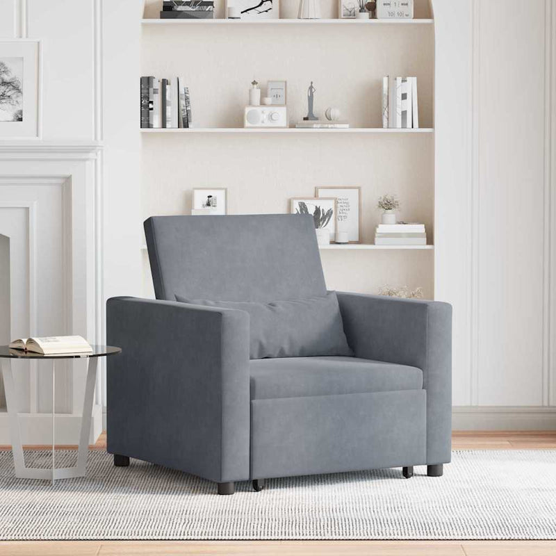 vidaXL Pull out Sofa Bed Single Dark grey 90 x 165 x 87 cm Velvet