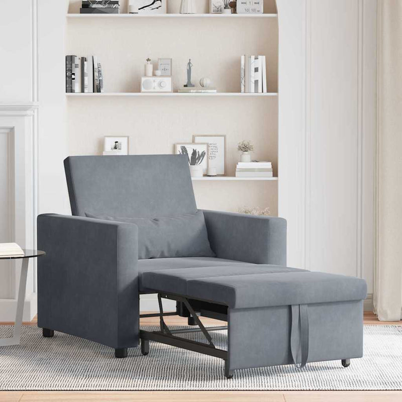 vidaXL Pull out Sofa Bed Single Dark grey 90 x 165 x 87 cm Velvet