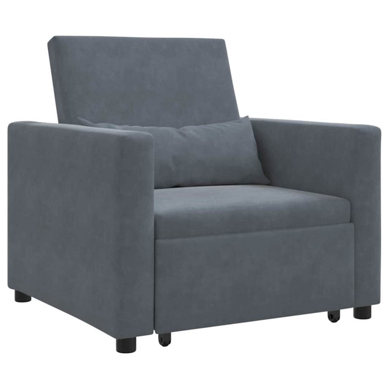 vidaXL Pull out Sofa Bed Single Dark grey 90 x 165 x 87 cm Velvet
